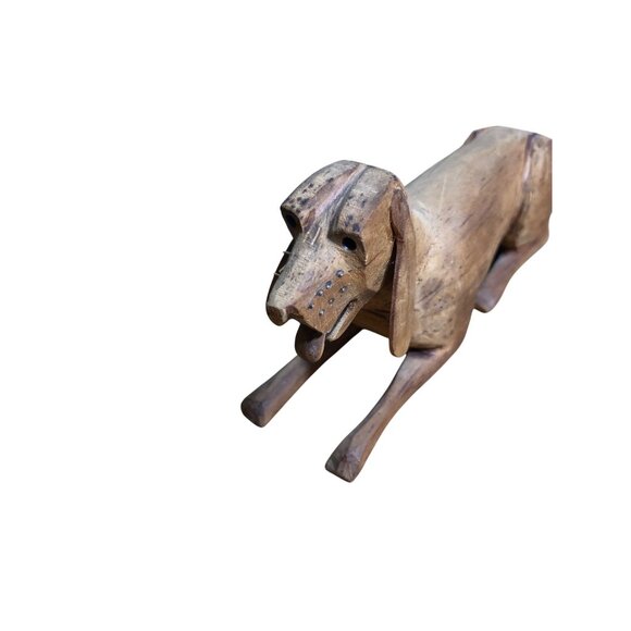 Hand-Carved Wooden Dogs Hound Hunting Schnauzer Figure Primitive Rustic Decor - Picture 8 of 16